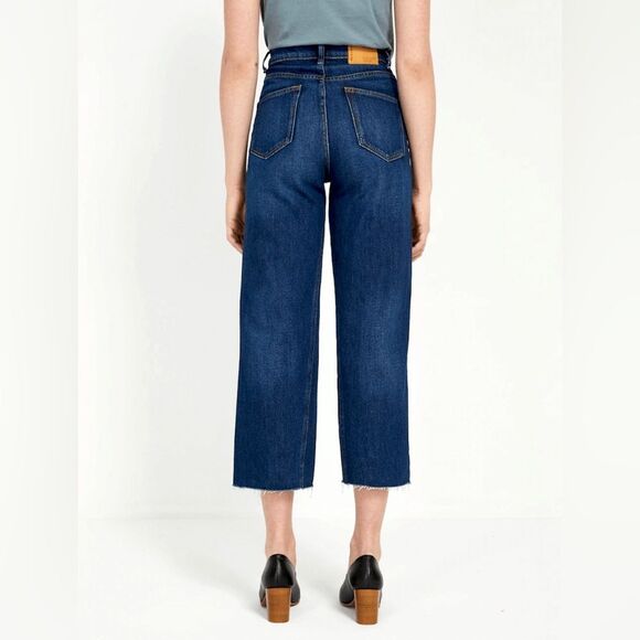 Frank & Oak Jeans Size 27 Nina Wide Leg Cropped Denim High Rise Raw Hem - Picture 3 of 10
